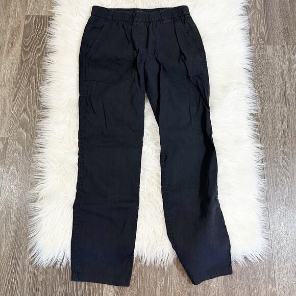 Theory Womens Northsound Pull Linen Blend On Pants Size 00 Black Beach Travel - Picture 1 of 4